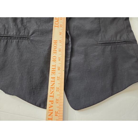 ANTHROPOLOGIE Rag & Bone Womens 6 Blazer Jacket Nylon -Leather Trim Button Black - Picture 7 of 11